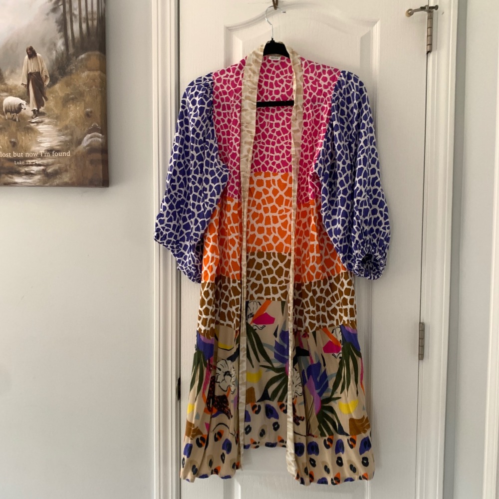 Brooke Webb for Anna & Ava Patchwork Animal Print Tropical Kimono Duster OS‎
